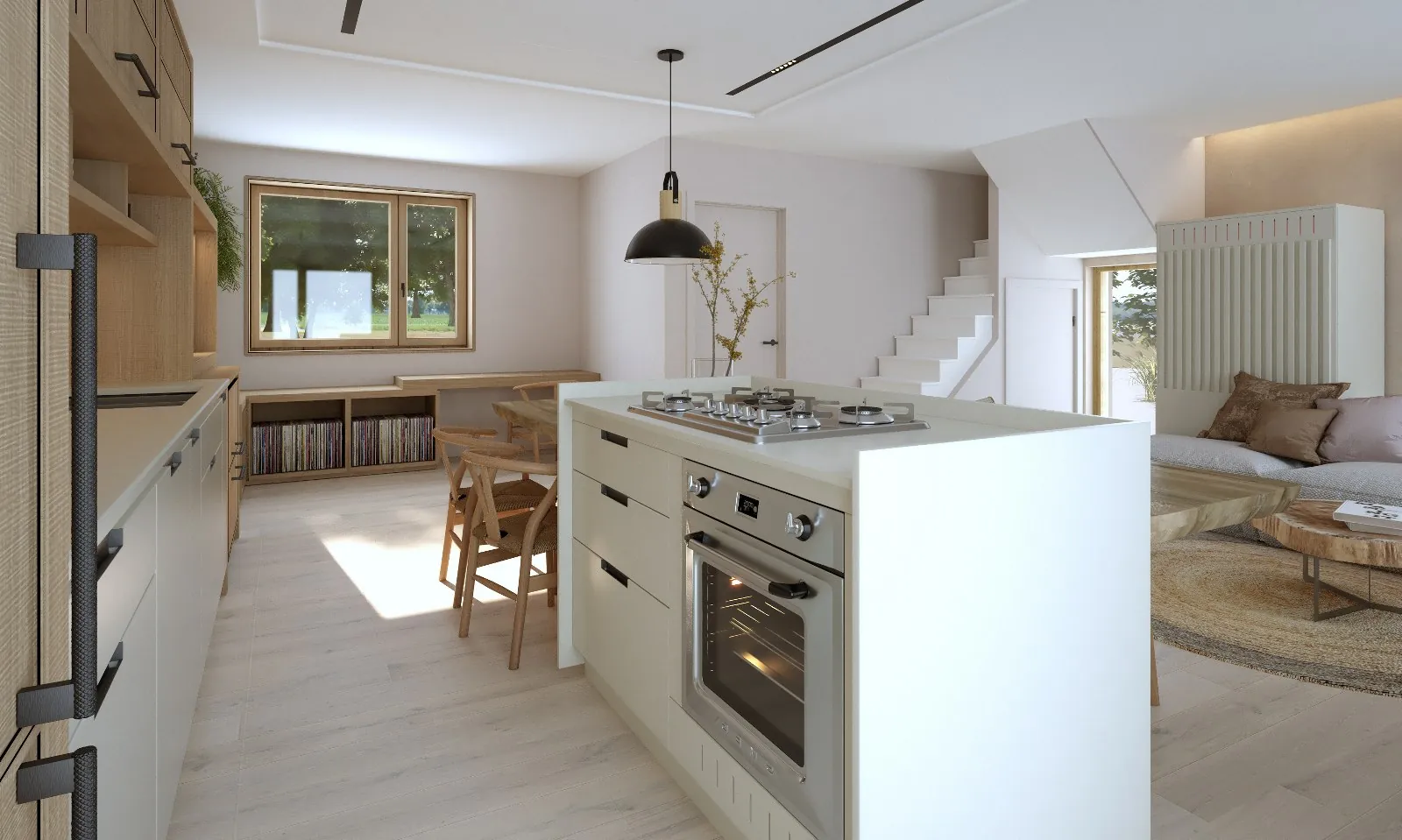 Fitted oak kitchen island, Lyon Villa, France